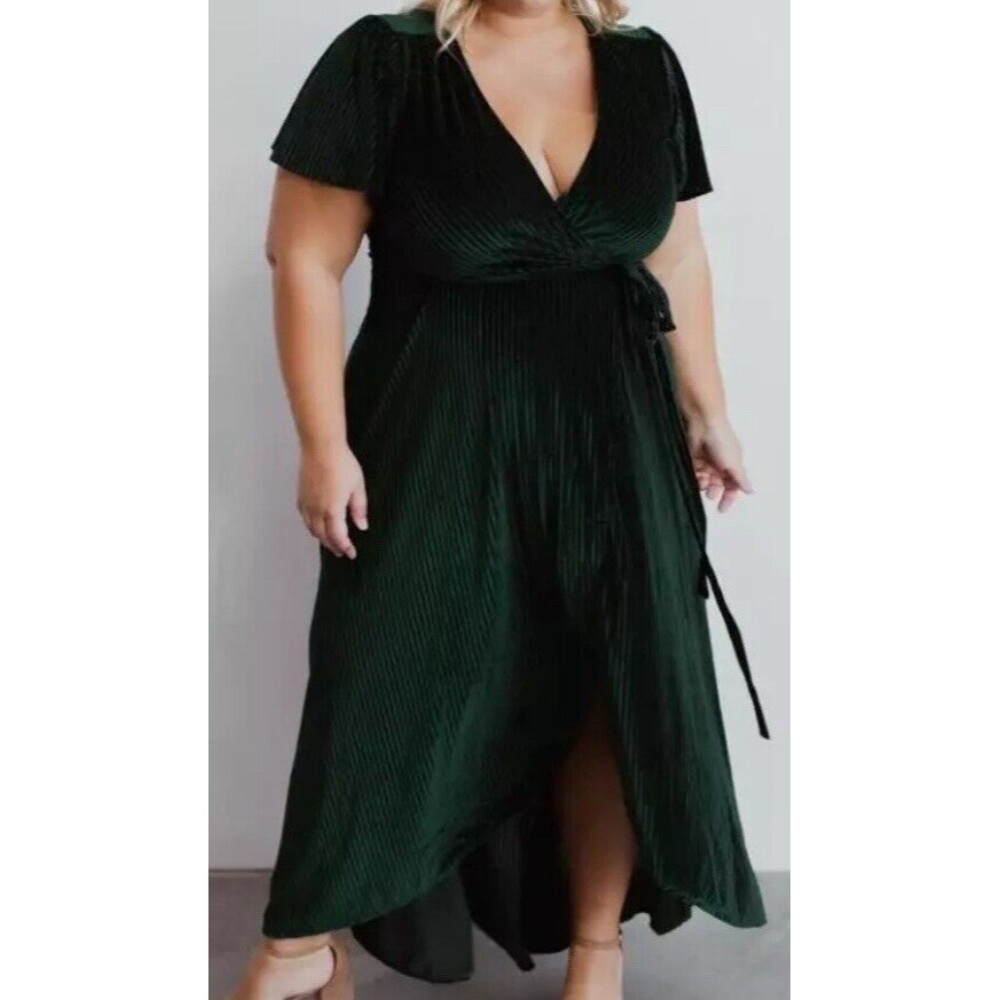 Baltic Born Wrap Dress Plus Size XXXL Emerald Green Velvet Maxi Fairy Bridesmaid